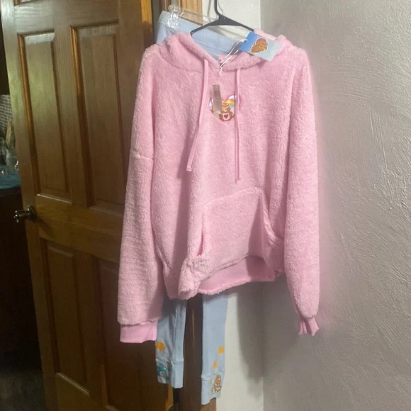 Care Bear set 3X Fluff hoodie+⭐️waffle pant+🧦🐻socks+headband/wristband NIP💕$19 - Picture 3 of 17